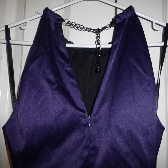 LE-CHATEAU purple plum silky satin cocktail party midi dress - NWT! - Picture 9 of 12